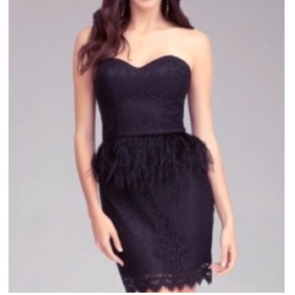 🔥SPECIAL‼️ BEBE Black Lace Ostrich Feather…